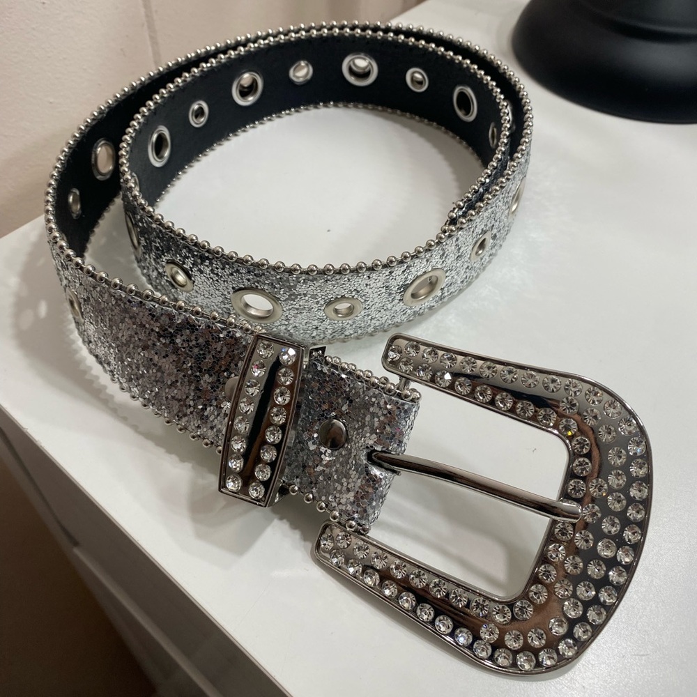 Silver Rhinestone Embellished Belt